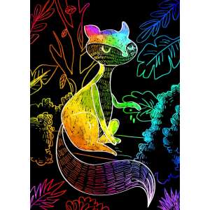 Scratch-Art-Buch mit einer Regenbogenkatze auf schwarzem Hintergrund - Kunst & Handwerk Sets