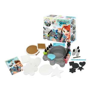 BUKI France Spin Art Professional Studio creative art set with spinning platform, paint bottles, glitter, stencils, and frames - Creative Toy