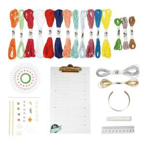 Sada na výrobu priateľských náramkov s farebnými niťami, tkáčskym rámom, korálkami a príveskami - Hračky na výrobu šperkov