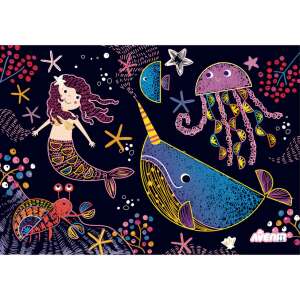 Avenir Scratch Note, ocean life themed, featuring a mermaid, narwhal, jellyfish, and crab - Arts & crafts kit