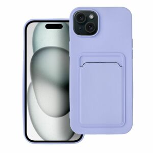 iPhone 15 Plus purple silicone case with card holder, front view - Haffner
