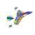 Avenir origami paper airplane, blue, orange, and green design