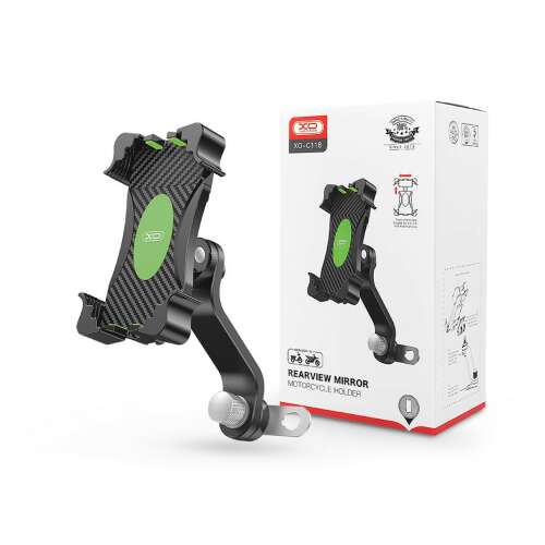XO C118 držiak na telefón pre motocykel na spätné zrkadlo, čierny