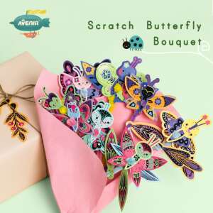Avenir Scratch Butterfly Bouquet craft kit, colorful butterflies to scratch and reveal - Arts & crafts kit