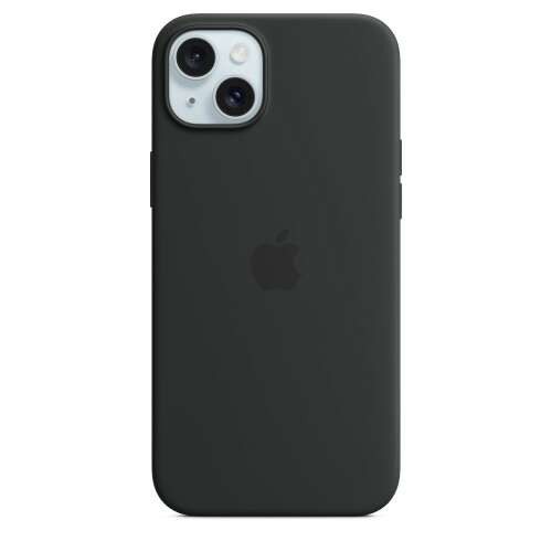 Fekete Apple szilikon MagSafe tok iPhone 15 Plushoz - Apple