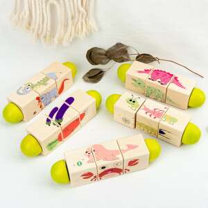 Mini puzzle cu cilindri cu animale, jucărie din lemn Montessori 97054642 - Jocuri si jucarii educative