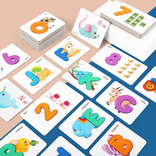 Buchstaben und Zahlen mit Lernkarten in englischer Sprache 129241037