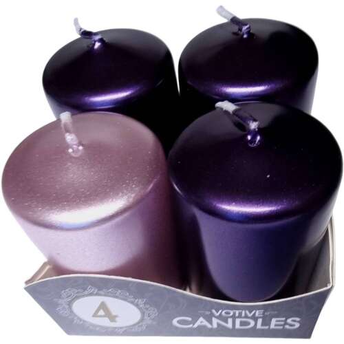 4 db metál lila és rózsaszín színű adventi gyertya, 40x60mm