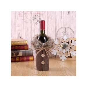 Barna karácsonyi borosüveg pulóver, ünnepi borosüveg borító, karácsonyi ajándékcsomagolás, borosüveg díszítés - Vicces ajándék