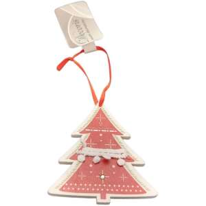 Piros fa karácsonyfadísz fehér díszekkel, Decoris márka - Nonbrand Karácsonyfadísz