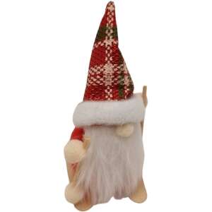Piros és zöld kockás karácsonyi törpe figurka, 9 cm magas - Nonbrand Karácsonyi dekoráció