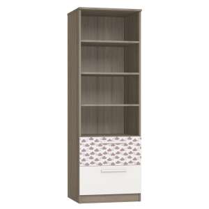 Faktum Poppi 2 fiókos, polcos állószekrény felhő mintával Déli kőris/fehér színben - Gyerek szekrény