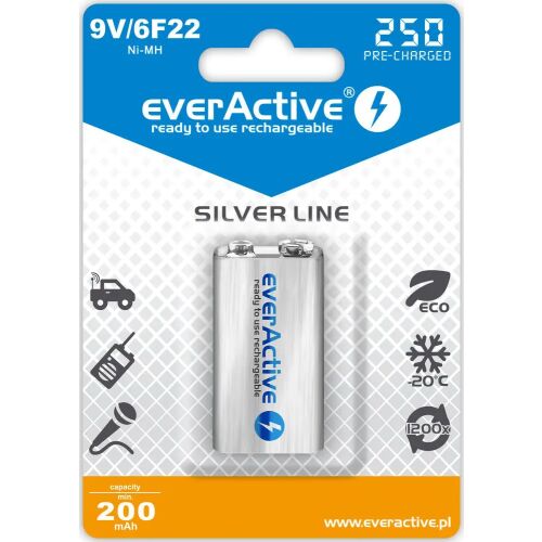 everActive 9V 250mAh Ni-MH Újratölthető Elem