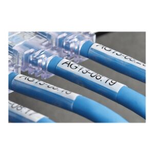 Brother TZE-SL251 self-laminating cable labels applied to network cables - Office Supplie & Stationery
