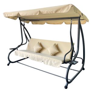 Pepita Relax Plus 4-местна градинска люлка с поставка за чаша #бежово