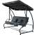 Pepita Relax Plus 4 person garden swing bed with canopy and cup holders, gray
