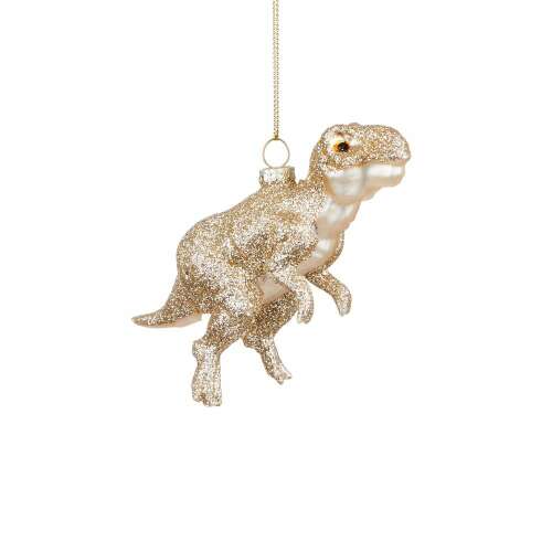 HANG ON arany T-Rex üveg karácsonyfadísz, 6 cm - Hang On