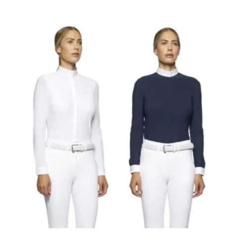 Cavalleria Toscana Női Hosszú Ujjú Versenying, fehér és sötétkék