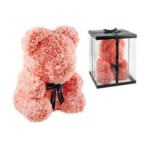 Rózsa maci, 40 cm, örök rózsa maci, ajándékdoboz, Happy Moments Club - Ajándék ötlet Valentin-napra