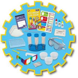 Galt Rainbow Lab 12 experiments science kit for kids, includes test tubes, beakers, safety goggles, rainbow glasses, and more - Galt