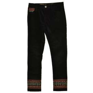 Desigual Celin fekete női bársony nadrág hímzett részletekkel - Desigual