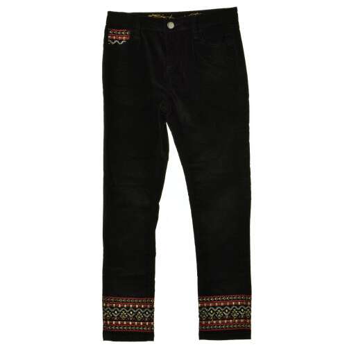 Desigual Celin fekete női bársony nadrág hímzett részletekkel