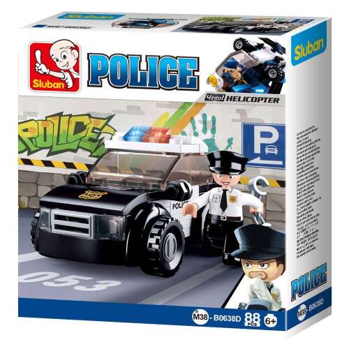 Sluban Police - 4 into 1 rendőrségi járőrautó építőjáték készlet 33172549