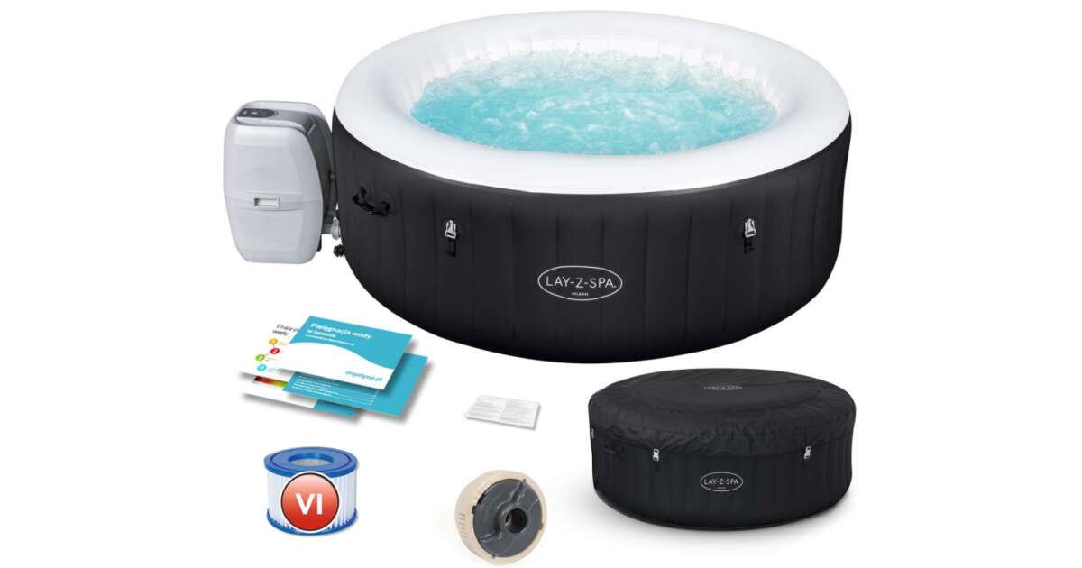 Bestway Lay-Z Spa Miami AirJet 4 person inflatable Jacuzzi 180x66cm ...