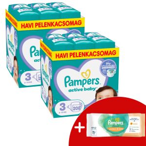 Pampers Active Baby 2 Monatspackung Windeln 6-10kg Midi 3 (416 Stück) + Geschenk-Feuchttücher 145220440 - Windeln und Windeln für Erwachsene