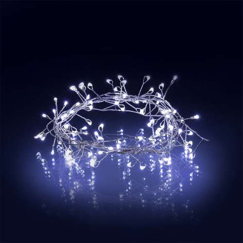 Retlux 100 LED-es fényfüzér, hideg fehér, 7,4m hosszú, vezetékes