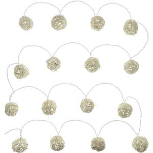 Retlux RXL 248 karácsonyi dekoráció, rattan golyók, 16 LED, meleg fehér