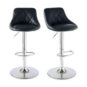 Set of 2 Timeless Tools adjustable bar stools with black faux leather upholstery and chrome base - Kitchen Furniture