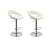 Sada 2 bielych nastaviteľných barových stoličiek s chrómovým podstavcom a opierkou na nohy