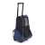 Timeless Tools 2 in 1 pet carrier, blue, side view, with wheels, can be used as a backpack