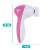 Timeless Tools 5 in 1 facial cleansing device, pink and white, with 5 different attachments, showing the size of the device