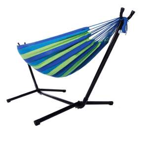 Timeless Tools Hammock Stand with Free 2-Person Hammock, Green/Blue