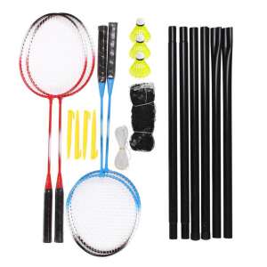 Set badminton Timeless Tools cu plasă, rachete, fluturași și stâlpi pentru plasă - Rachete de badminton, mingi si echipamente