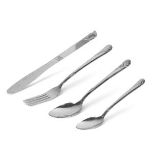 Bewello 16 részes evőeszköz készlet, rozsdamentes acél, ezüst, hullám mintával - Bewello