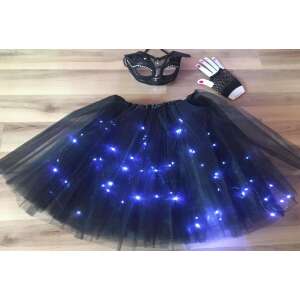 Fekete LED világító szoknya macska álarccal és kesztyűvel felnőtt nők szexi jelmezéhez - Öltözködés kiegészítő