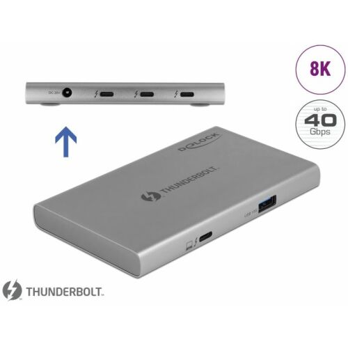 Delock 64157: Kompakt Thunderbolt 4 hub a csatlakoztathatóság bővítéséhez 8K támogatással - USB elosztó