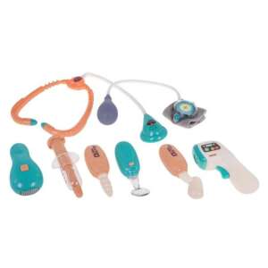 Doctor Medical Trolley Playset Accessories: Stethoscope, Thermometer, Syringe, Otoscope, Ophthalmoscope, Dental Mirror, Blood Pressure Cuff - Doctor Playset