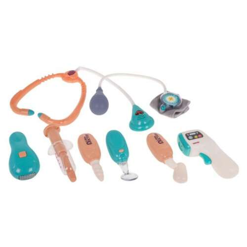 Doctor Medical Trolley Playset Accessories: Stethoscope, Thermometer, Syringe, Otoscope, Ophthalmoscope, Dental Mirror, Blood Pressure Cuff