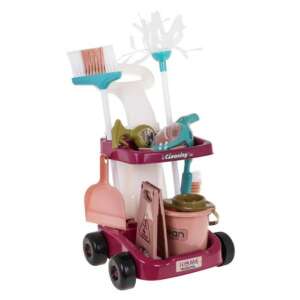 Toy cleaning cart with vacuum cleaner, broom, mop, dustpan, and other cleaning tools - Household Toy