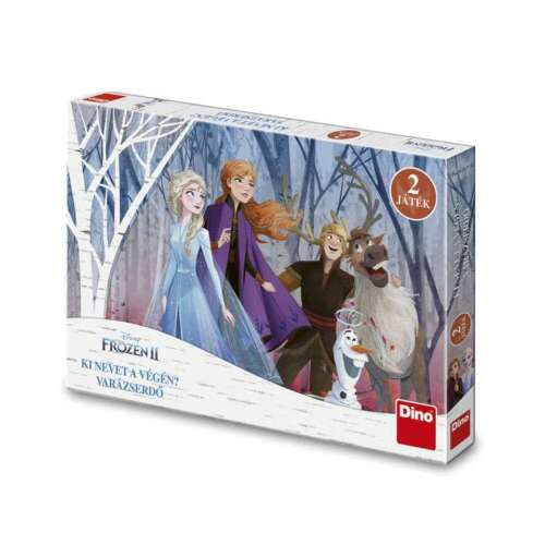 Pudełko z grą planszową Frozen II, przedstawiające Elsę, Annę, Kristoffa, Olafa i Svena