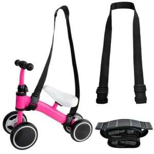 Iso Trade 8616 balance bike tow strap, pink, black, with two straps and a handle - Kruzzel