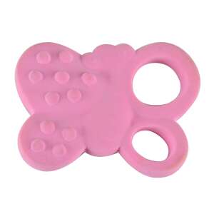 Pillangó organikus rágóka, rózsaszín pillangó formájú, természetes gumi, BPA mentes, 0+ hónapos babáknak - Rágóka