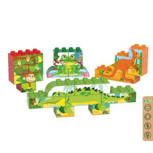 BiOBUDDi Blocuri de construcție Animale sălbatice, 23 de piese, construiește un crocodil, o maimuță, o broască și un cangur - Jocuri de constructie - Lego