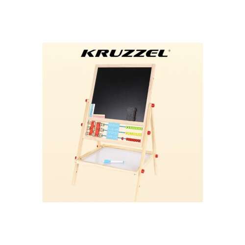 Kruzzel double-sided wooden easel with abacus, chalkboard, and whiteboard