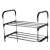 Close-up of shoe rack shelf, silver metal shoe storage, shoe organizer for entryway