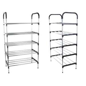 Shoe rack with 5 shelves, silver metal shoe storage, shoe organizer for entryway - Shoe Storage